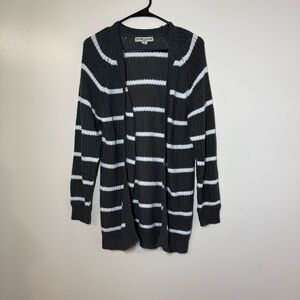 Love Change Gray and White Striped Cardigan